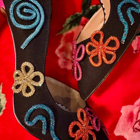 Betsey Johnson Women’s Kimara Rhinestone Doodle Embellished Pumps Size 11 Black - Picture 13 of 16